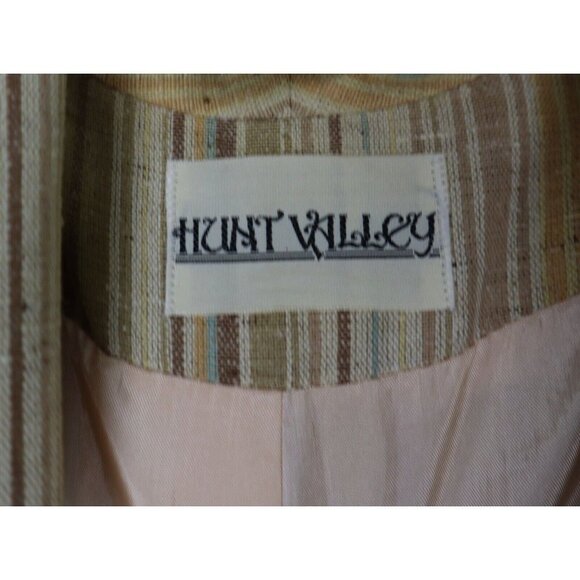 VINTAGE WOMEN'S BEIGE STRIPED BLAZER JACKET - HUNT VALLEY - SIZE 38 - Picture 3 of 4
